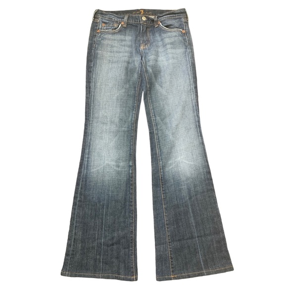 7 FOR ALL MANKIND The Stretch Flare Wide Leg Jeans With Pockets Blue Size 27 - Picture 3 of 12